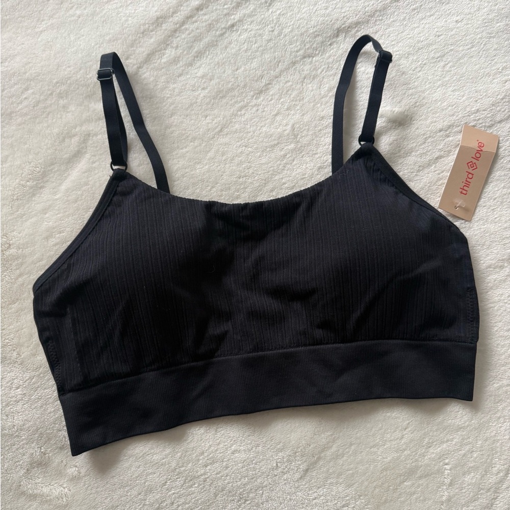 ThirdLove Black Ribbed Wireless Bra